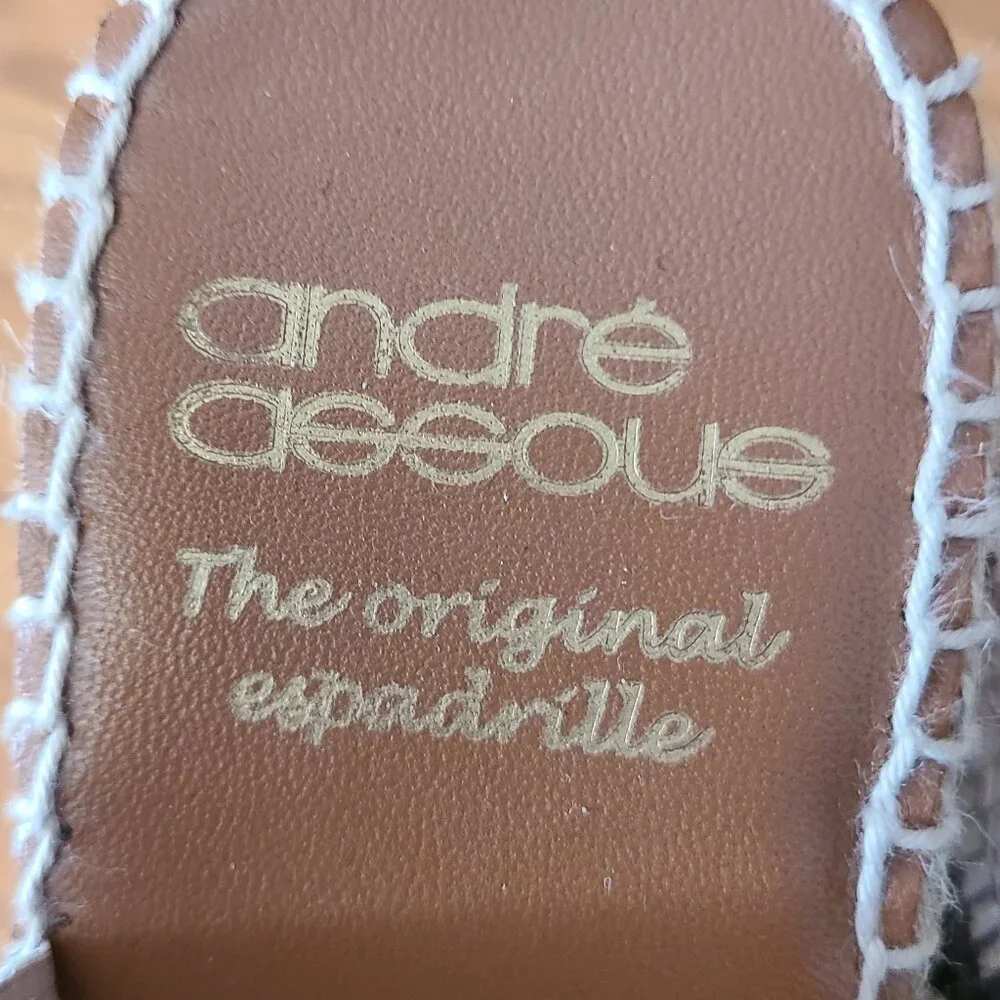 NEW! ANDRE ASSOUS ORIGINAL ESPADRILLE SNAKESKIN WEDGE HEELS SANDAL SHOES sz 8